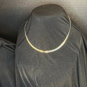 Custom Designed Ridged Necklace full Sterling Silver (925) with Gold accent.